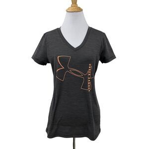 Under Armour T Shirt Womens XS Extra Small Gray V Neck HeatGear Performance Tee